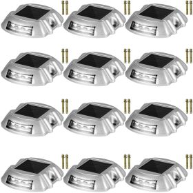 VEVOR Driveway Lights 12-Pack Solar Driveway Lights Bright White with Screws Solar Deck Lights Outdoor Waterproof Wireless Dock Lights 6 LEDs for Path