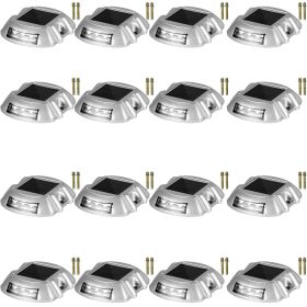 VEVOR Driveway Lights 16-Pack Solar Driveway Lights Bright White with Screw Solar Deck Lights Outdoor Waterproof Wireless Dock Lights 6 LEDs for Path