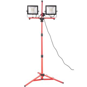 VEVOR LED Work Light with Stand, 20000 Lumen Dual-head LED Work Light with 27.6"-68.1" Adjustable and Foldable Tripod Stand