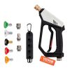 VEVOR Short Pressure Washer Gun, 5000 PSI High Power Washer Spay Gun, M22-14 mm / M22-15 / 3/8'' Inlet & 1/4'' Outlet Hose Connector Foam Gun