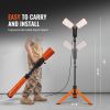 VEVOR Led Work Light, 10000 lm Led Light Stand, 2 x 50W Dual Head Work lights with stand, 27.6"-70" Height Adjustable, with Foldable Tripod Stand