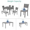 6 Piece Kitchen Dining Set, Rectangular Wooden Dining Table with 4 Upholstered Chairs and a Bench, Dining Table Set for 6 People, Living Room