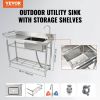 VEVOR Stainless Steel Utility Sink, Free Standing Single Bowl Commercial Kitchen Sink Set w/Workbench