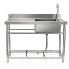 VEVOR Stainless Steel Utility Sink, Free Standing Single Bowl Commercial Kitchen Sink Set w/Workbench