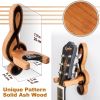 TESLYAR Guitar Holder Wall Mount Ash Wood Wooden Guitar Hanger Hook Stand Rack Guitar Hanger for Electric Classic Acoustic and Bass Guitar Musical Ins