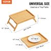 VEVOR 2-Pack Bed Tray Table with Foldable Legs, Bamboo Breakfast Tray for Sofa, Bed, Eating, Snacking, and Working, Folding Serving Laptop Desk Tray