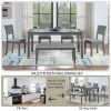 6 Piece Kitchen Dining Set, Rectangular Wooden Dining Table with 4 Upholstered Chairs and a Bench, Dining Table Set for 6 People, Living Room