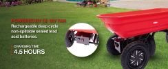 Four-wheeled electric cart 24V 180W lead-acid battery 264 lbs (120 kg) electric one-wheeled wheelbarrow 75L electric garden cart plastic pot capacity