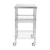 VEVOR 3-Tier Utility Cart Rolling Cart on Wheels 24"x20"x36.6" 470 LBS 6 Hooks