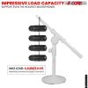 5 Core Desk Microphone Stand White ‚Ä¢ Adjustable Height Extendable Boom Arm ‚Ä¢ Table Mic Holder w Round Base Anti Slip Pad ‚Ä¢ Universal Mic Clip an