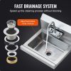 VEVOR Commercial Hand Sink with Faucet, NSF Stainless Steel Sink for Washing, Small Hand Washing Sink, Wall Mount Hand Basin