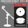 5 Core Desk Microphone Stand White ‚Ä¢ Adjustable Height Extendable Boom Arm ‚Ä¢ Table Mic Holder w Round Base Anti Slip Pad ‚Ä¢ Universal Mic Clip an