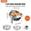 VEVOR Roll Top Chafing Dish Buffet Set, 6 Qt 2 Pack, Stainless Steel Chafer with 2 Full Size Pans