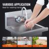 VEVOR Commercial Hand Sink with Faucet, NSF Stainless Steel Sink for Washing, Small Hand Washing Sink, Wall Mount Hand Basin