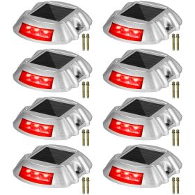 Vevor Driveway Lights, 8-Pack Solar Driveway Lights with Switch Button, Solar Deck Lights Waterproof (Color: Red, Quantity: 8 Pieces)