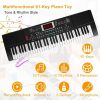 61 Keys Digital Music Electronic Keyboard Electric Musical Piano Instrument Kids Learning Keyboard w/ Stand Microphone