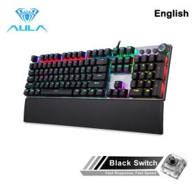 F2088 Mechanical Gaming Keyboard Anti-ghosting 104 brown Switch blue Wired Mixed Backlit Keyborad for Game Laptop PC (Color: 108  black switch, Ships From: China)