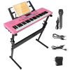 61 Keys Digital Music Electronic Keyboard Electric Musical Piano Instrument Kids Learning Keyboard w/ Stand Microphone