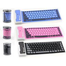 Type Out Of A Box With Flexible Silicone Bluetooth Keyboard (Color: Pink)