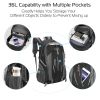 36L Travel Backpack Waterproof Hiking Daypack with Multiple Compartments and Pockets, Nylon Backpack for Camping